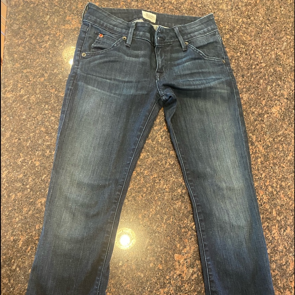 Hudson dark blue denim in the "Beth Baby Boot"